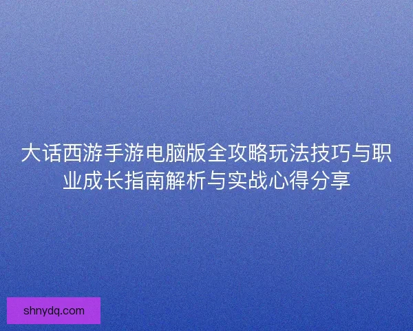 大话西游手游电脑版全攻略玩法技巧与职业成长指南解析与实战心得分享