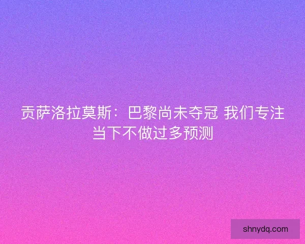 贡萨洛拉莫斯：巴黎尚未夺冠 我们专注当下不做过多预测