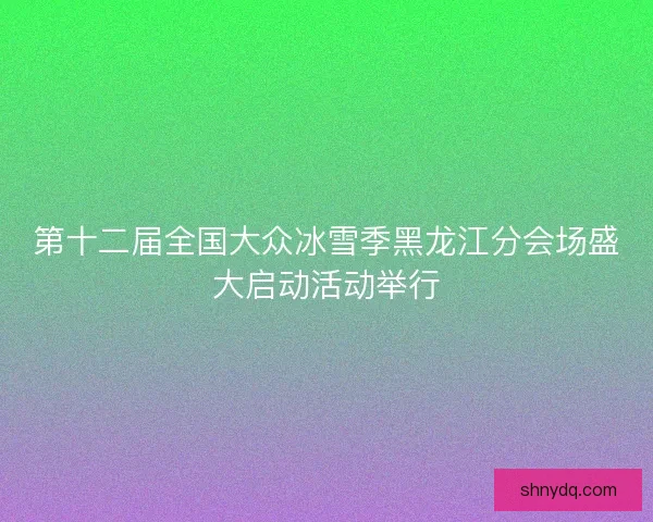 第十二届全国大众冰雪季黑龙江分会场盛大启动活动举行