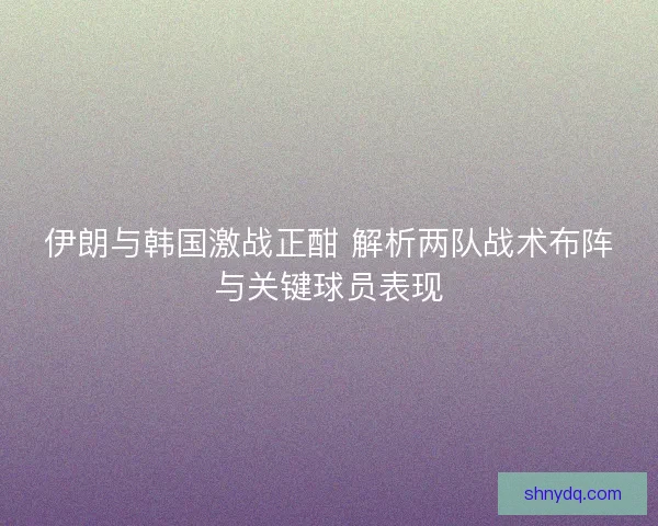 伊朗与韩国激战正酣 解析两队战术布阵与关键球员表现 伊朗与韩国激战正酣 解析两队战术布阵与关键球员表现